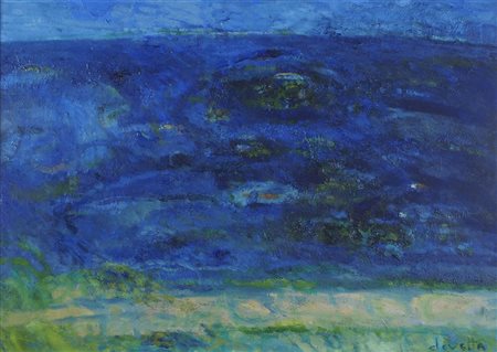 Edoardo Devetta Trieste 1912-1993 "Paesaggio blu" cm. 50x70 - olio su tela...