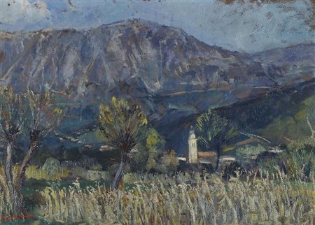 Enrico Fonda Fiume 1892-Parigi 1929 "Valle di Vipacco" cm. 50x70 - olio su...