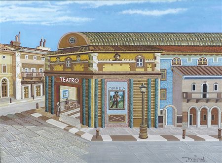 Vito Timmel Vienna 1886-Trieste 1949 "Teatro" cm. 48x66 - tempera su...