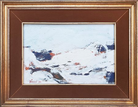 GIUNNI PIERO (1912 - 2000) Neve a fior di roccia. 1971. Olio su tela . Cm...