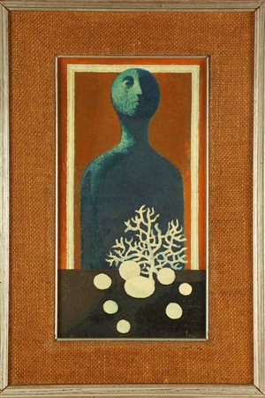 SARRI SERGIO (n. 1938) Figura blu. 1964. Olio su tela . Cm 24,00 x 43,50....