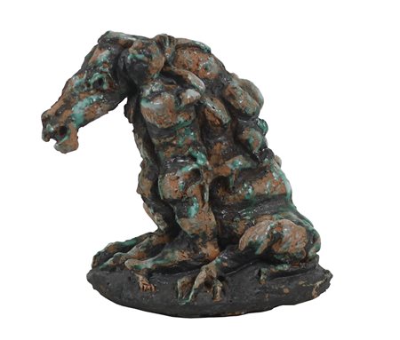 AGENORE FABBRI, Donna e cavallo, Scultura in terracotta policroma Anni 70...