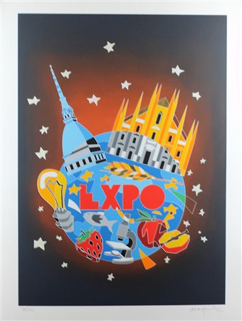 UGO NESPOLO, Expo, Serigrafia Dim.80x60 Esemplare 89/125 Tiratura in basso a...