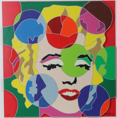 UGO NESPOLO, Marylin, Serigrafia sagomata Dim.60x60 Esemplare 75/99 Tiratura...