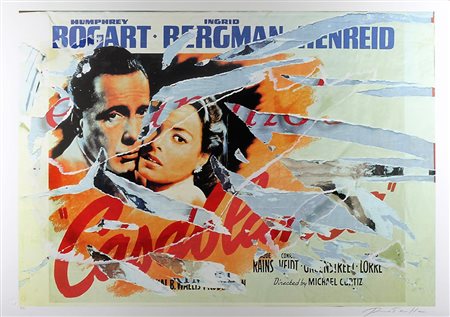 MIMMO ROTELLA, Senza titolo, Multiplo decollage dim. 70X100 Esemplare P.A....