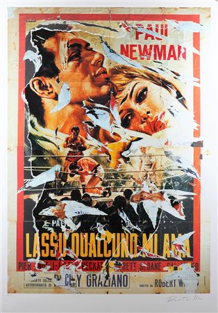 MIMMO ROTELLA, Paul Newman, Multiplo decollage dim. 100X70 Esemplare P.A....