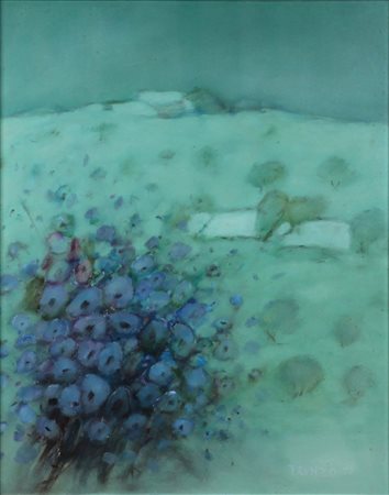 VINCENZO FRUNZO, Fiori e paesaggio, Olio su tela Anno 1979 Dim. 50x40 Al...