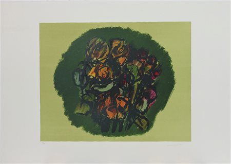 ENNIO MORLOTTI, Fiori, Litografia Dim. 50x70 Esemplare 41/120 Tiratura in...