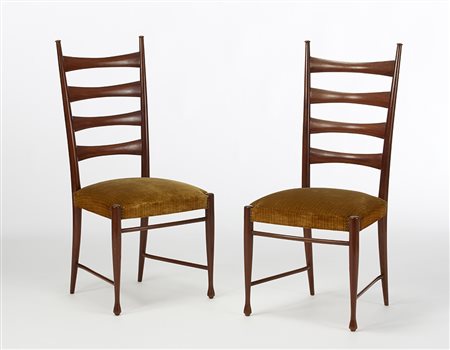 Paolo Buffa (Milano 1903 - Milano 1970)Coppia di sedie in legno con sedile...
