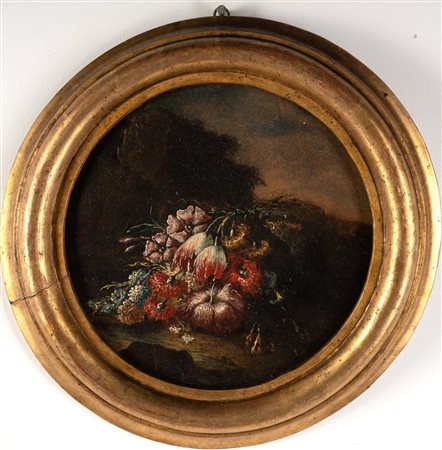 ARTISTA NAPOLETANO DEL XVIII SECOLO Tre nature morte di fiori. Olio su...