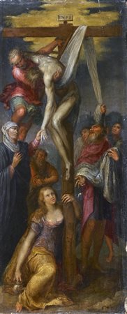 ARTISTA VENETO DEL XVI SECOLO Deposizione di Cristo. . Olio su tavola. Cm...