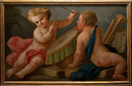 ARTISTA NAPOLETANO DEL XVIII SECOLO Putti musicanti e putti con armatura. ....