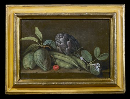 ARTISTA ROMANO DEL XVII SECOLO Coppia di nature morte di ortaggi e frutta. ....