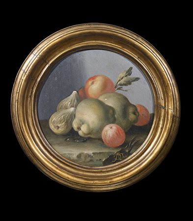 DE CARO BALDASSARRE (1689 - 1750) Tre nature morte di frutta. Olio su tavola....