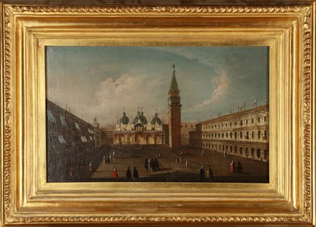 ARTISTA VENETO DEL XVIII SECOLO Piazza San Marco. Olio su tela . Cm 47,00 x...