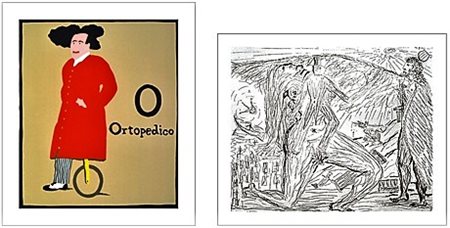 Lotto di 2 opere A) 19275 FABIO DE POLI Genova 1940 Ortopedico Litografia a...