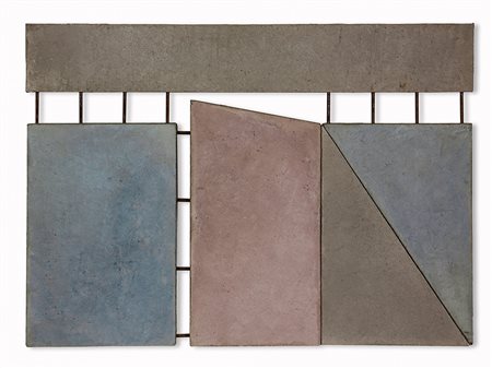 GIUSEPPE UNCINI 1929 - 2008 Dimore, 1982 Scultura, cemento su tavole e ferro,...