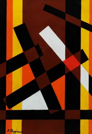 MAURO REGGIANI 1897 - 1980 " Composizione ", 1962 Olio su tavola, cm. 44 x 31...
