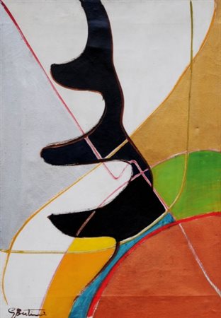 GIANNI BERTINI 1922 - 2010 " Improvvisazione ", 1949 Olio su tela, cm. 68 x...