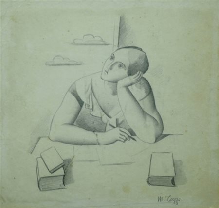 MARIO TOZZI 1895 - 1979 " Ispirazione ", 1928 Matita su carta, cm. 23 x 24...