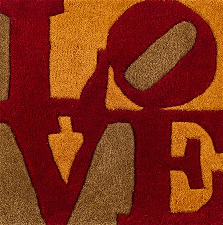 Robert Indiana Clark (New Castel 1954 ) Love , Tappeto in fibra di lana, cm....