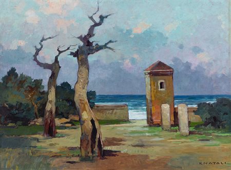 Renato Natali (Livorno 1883 1979) Ardenza d'inverno Olio su tavola, cm....