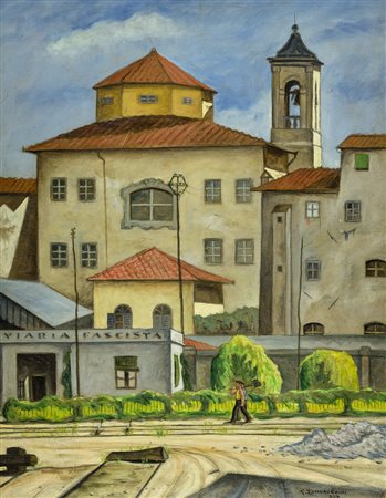 Giovanni Zannacchini (Livorno 1884 1939) Marittima 1929 Olio su cartone, cm....
