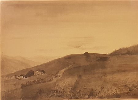 Pietro Annigoni (Milano 1910 Firenze 1988) Paesaggio con figure China...