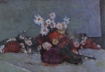 Giovanni March (Tunisi 1894 Livorno 1974) Fiori 1929 Olio su cartone cm....