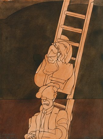 Valerio Adami (Bologna 1935 ) Uomo Sandwich - Autoritratto con il pittore...