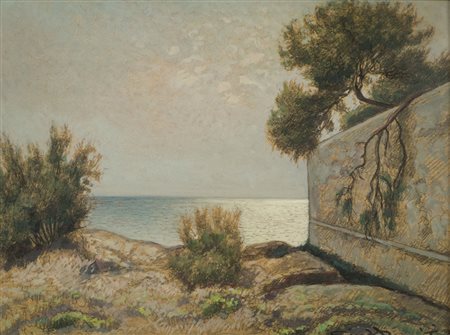 Gino Romiti (Livorno 1881 1967) Marina Olio su faesite, cm. 30x40., Firmato...