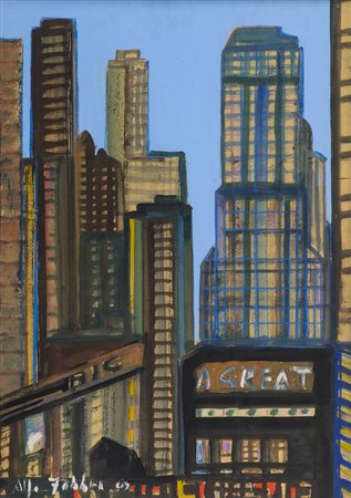 Alfredo Fabbri (Grosseto 1926 2010) New York 1963 Olio su tavola, cm. 70x50.,...