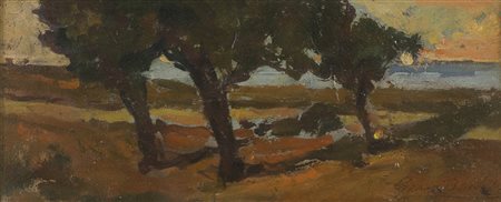 Giovanni Bartolena (Livorno 1866 Livorno 1942) Paesaggio Olio su tavola, cm....