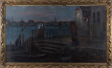 Giuseppe Carozzi (Milano 1864 Monaco 1938) L'ora di notte, traghetto di...