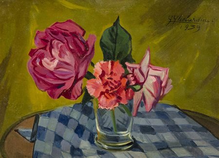 Giulio Ghelarducci (Livorno 1883 Firenze 1970) Rose 1939 Olio su compensato,...