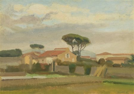 Ferruccio Mataresi (Livorno 1928 2009) Paesaggio Olio su cartone telato, cm....