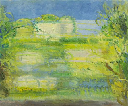 Edoardo Devetta ( 1912 1993) Paesaggio Olio su tela, cm. 50x60, Firmato in...