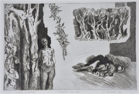 Epifanio Pozzato Racconti sul bosco incisione su carta, cm 49x69 (lastra cm...