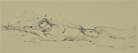 Enrico Villani NUDO CORICATO litografia su carta, cm 15x35 esemplare 57 di 70...