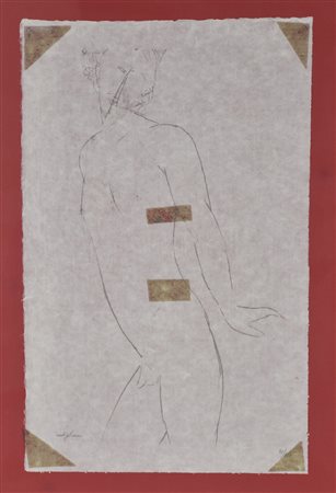 Amedeo Modigliani Nudo virile, 1915/16 litografia su carta di riso, cm 49x31...