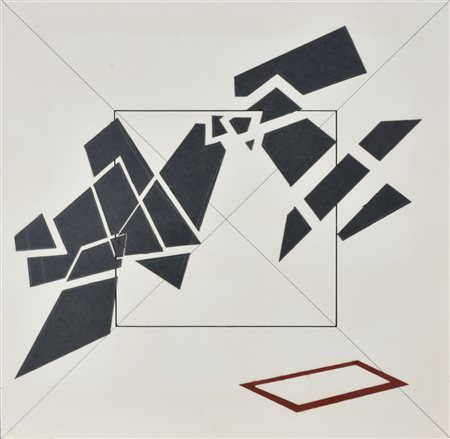 Paolo Grassino SENZA TITOLO tecnica mista su carta con collage, cm 49x50 al...