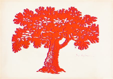 MARIO SCHIFANO (1934-1998)Albero della vita, 1966Monotipo su cartoncinocm...