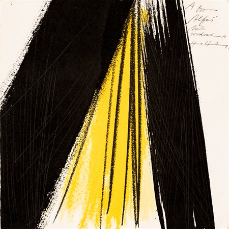 HANS HARTUNG (1904-1989)Senza TitoloStampa offsetcm 17,5x17,5Firma e dedica...