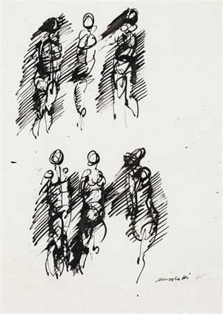 ENNIO MORLOTTI (1910-1992)Studio per nudi, 1965China su cartacm 35x25Firma e...