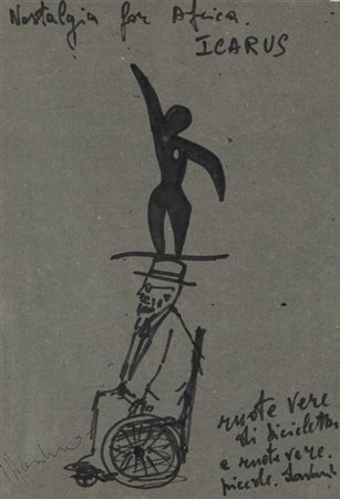 ALDO MONDINO (1938-2005)Nostalgia for Africa. ICARUSPennarello su cartoncino...
