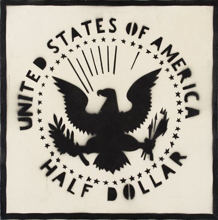 FRANCO ANGELI (1935-1988)Half Dollar (Antipittura), anni '80Spray su telacm...