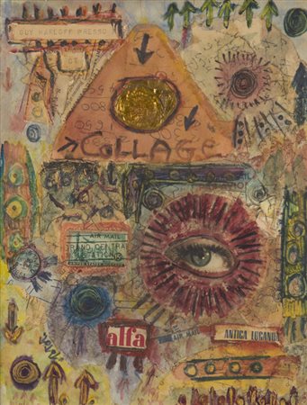 GUY HARLOFF (1933-1991)The cosmological eye, 1955Collage e tecnica mista su...