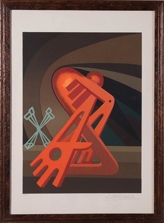 Andrea Raccagni (Imola, 1921 - 2005), “Senza titolo”. Serigrafia a colori su...