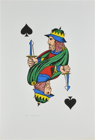 Francesco Tabusso IL GIOCO DELLE CARTE: RE DI PICCHE litografia su carta, cm...