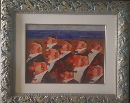 Franz Borghese, Tra la folla, Olio su tela, 30cm x 40cm. Autentica su foto...